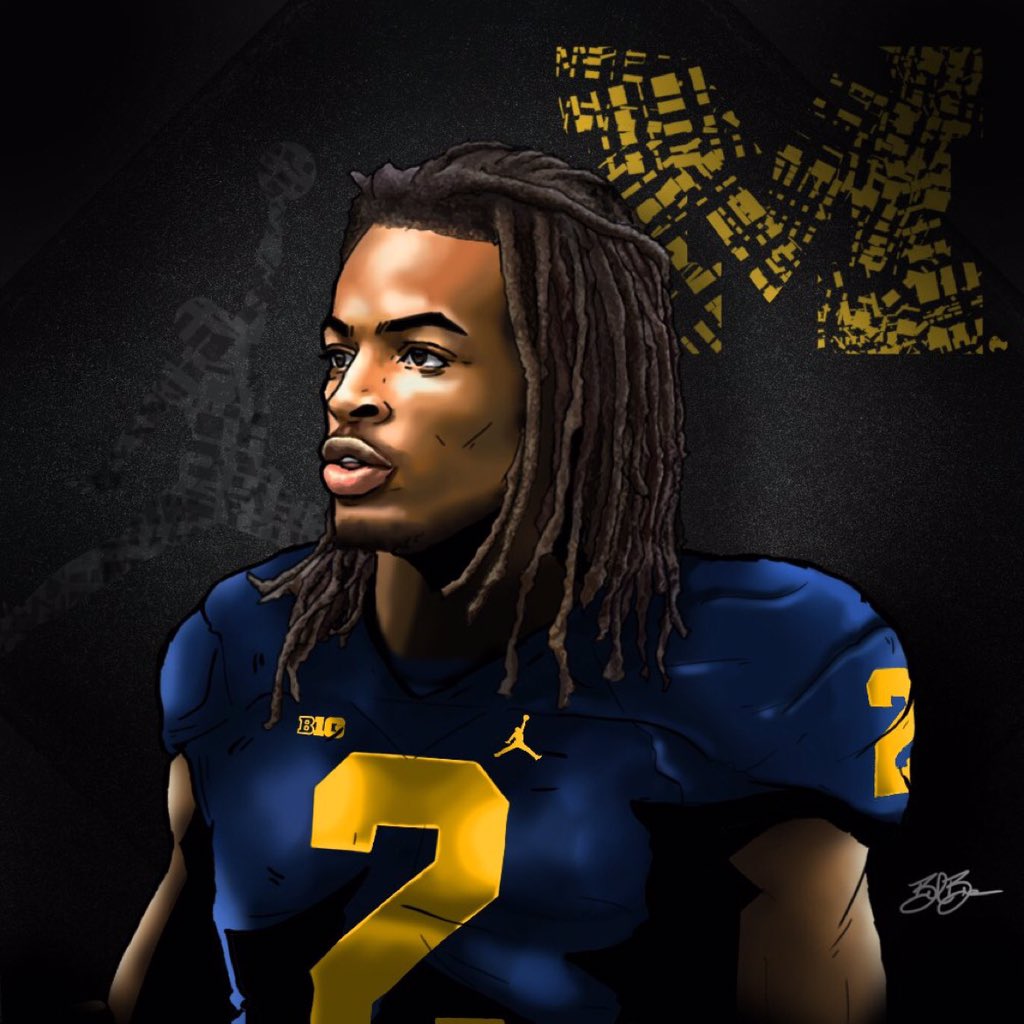 2017 RB Najee Harris (art by Brandon Whitaker)